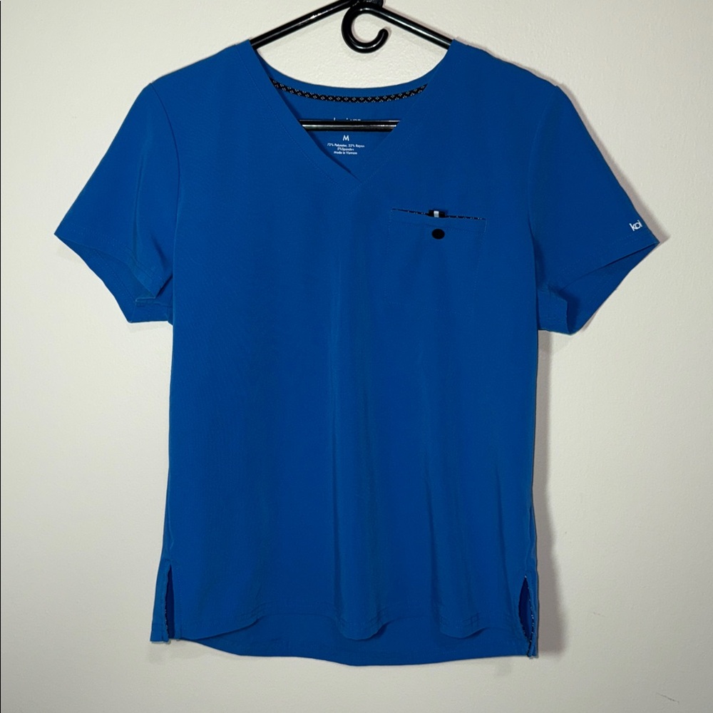 Koi Women's Short Sleeve V-Neck Top in Blue